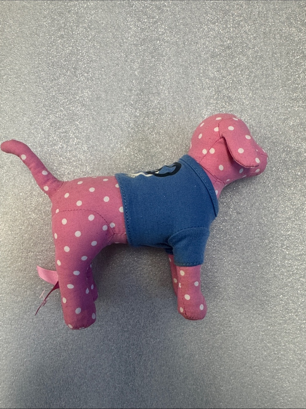 PINK Victoria's Secret Pink Polka Dot Dog Plush with Blue Tee vintage